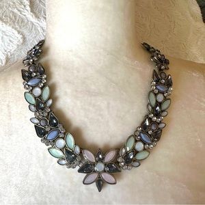 Gemstone Statement Necklace Reversible Gold Metal Chocker